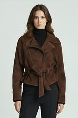 ADELINE – Suede Leather Jacket Dark Version