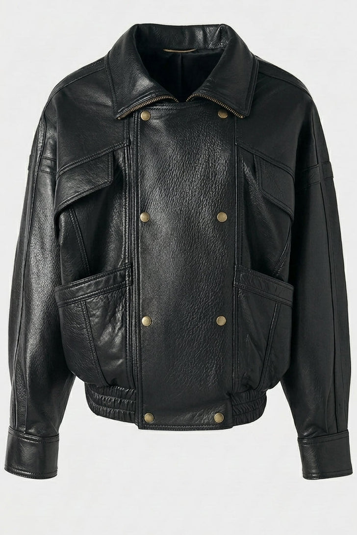 AINSLEY - Black Leather Jacket Full Shot