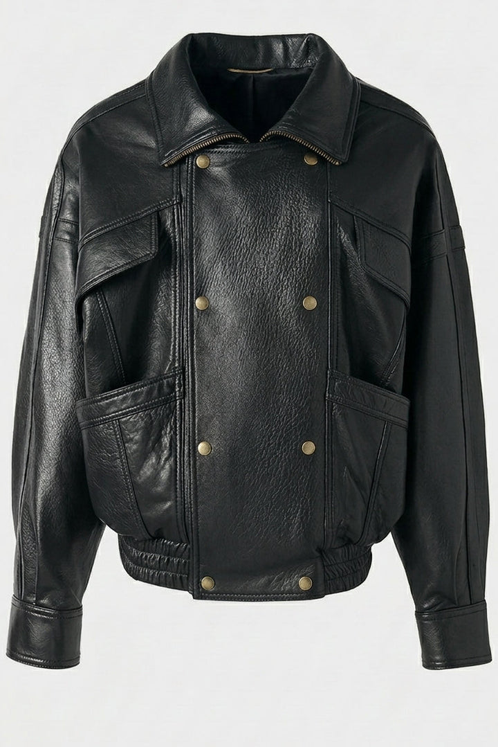 AINSLEY - Black Leather Jacket Full Shot