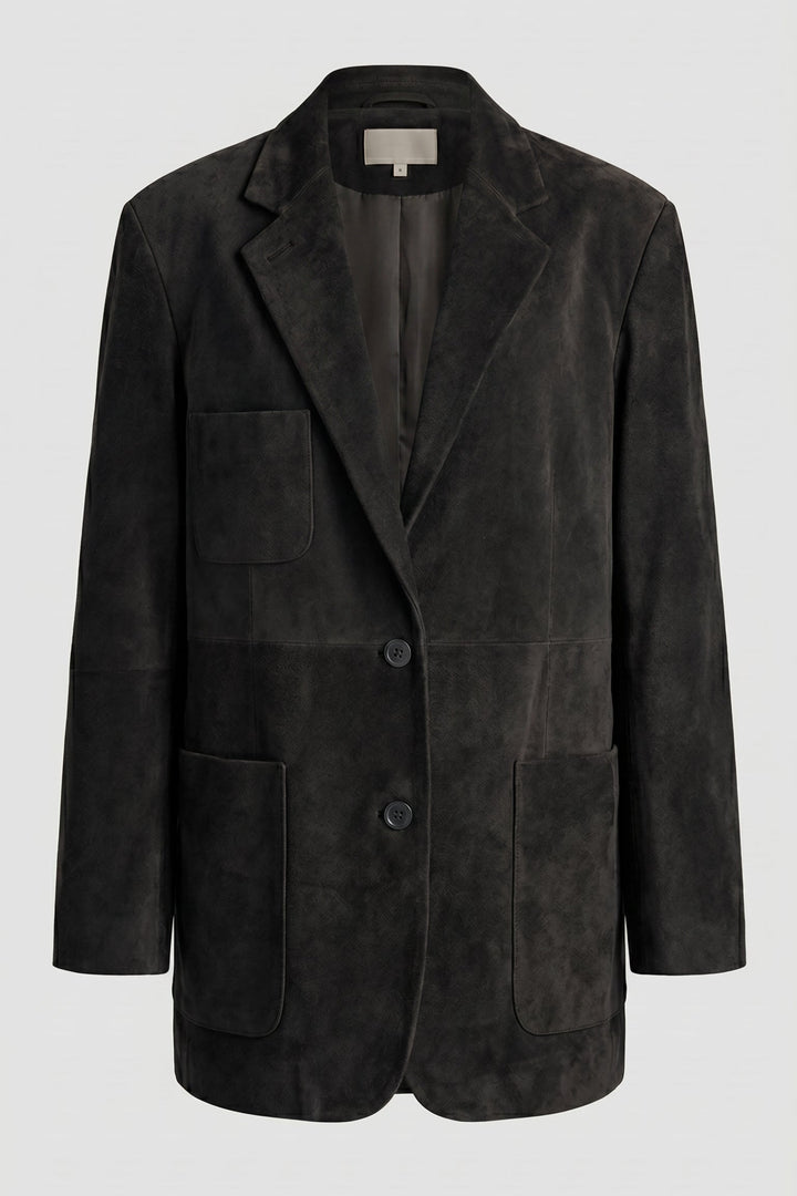 ALDRIDGE - Suede Leather - rich black blazer quiet luxury