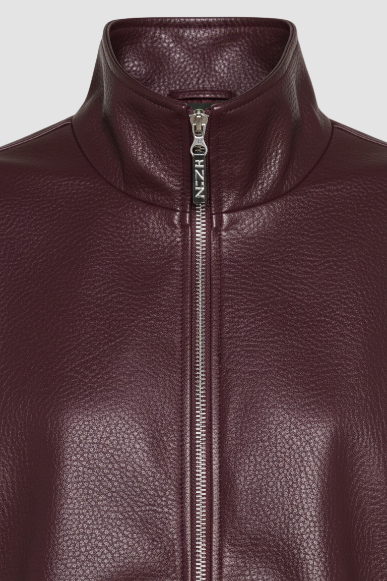 AVELON – Faux Leather Bomber Jacket