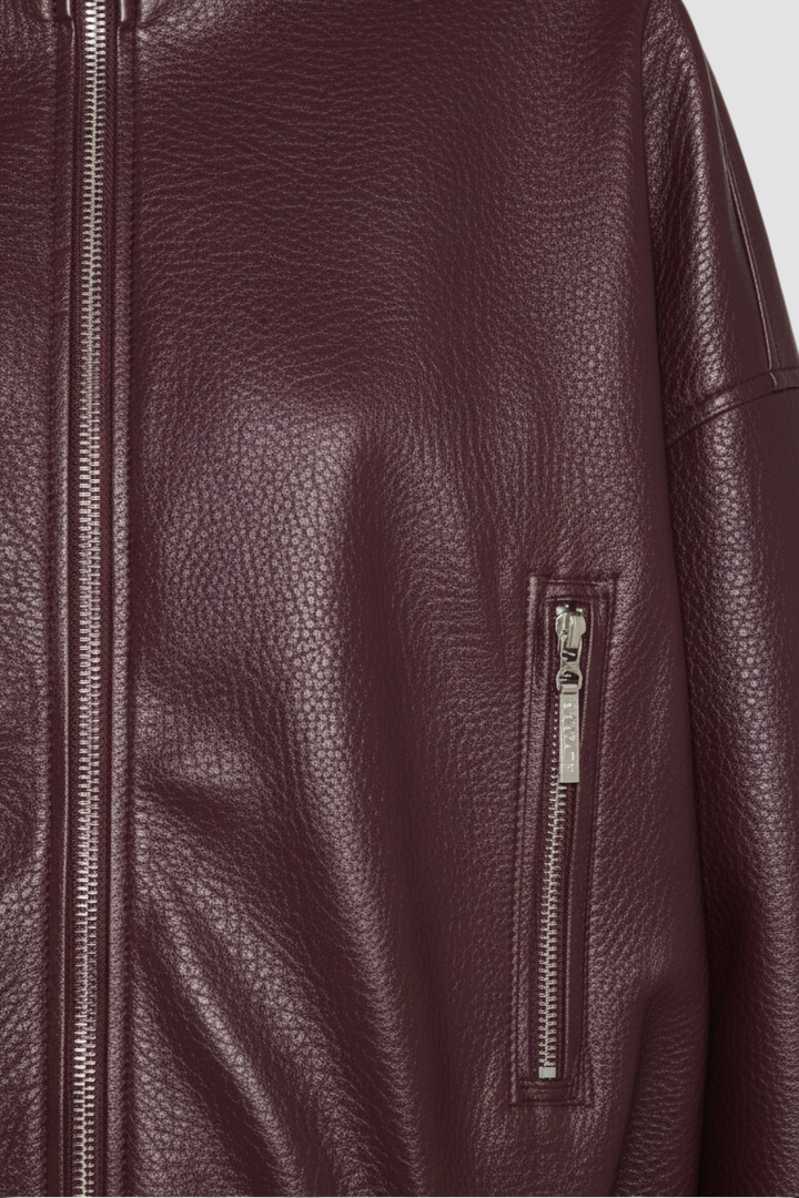 AVELON – Faux Leather Bomber Jacket