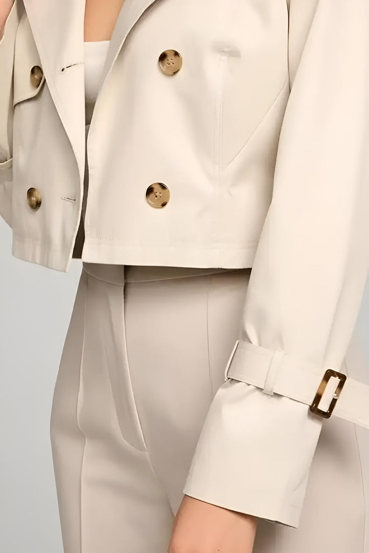 AVELYN – Double Breasted Trench Jacket – Lifestyle look paired with jeans