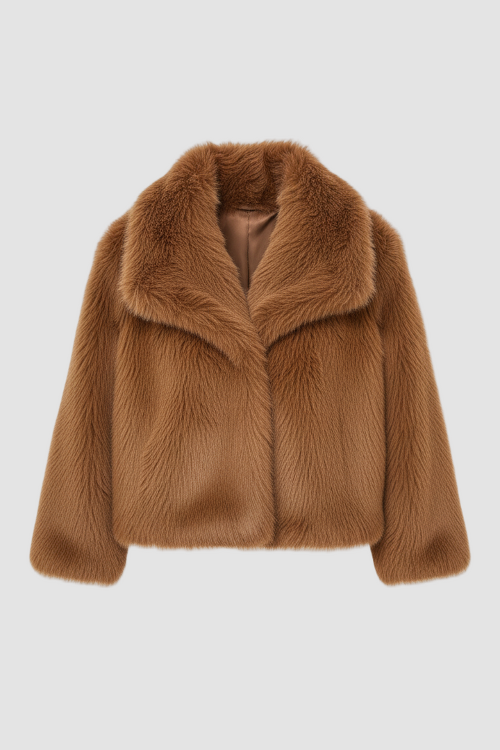 Brown fur coat on a white background