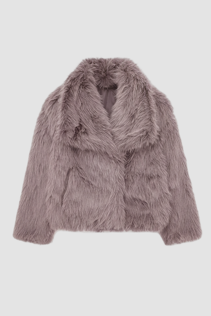 Gray fur coat on a white background
