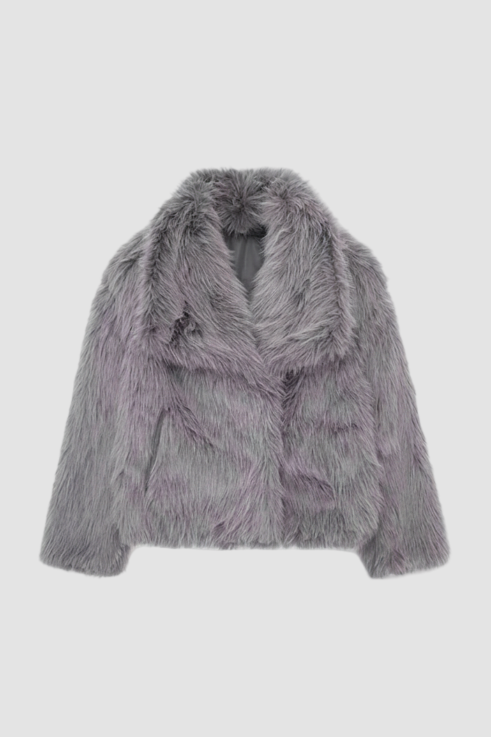 Gray fur coat on a white background
