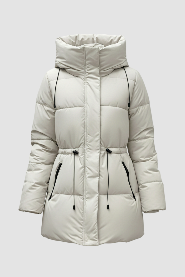 White puffer jacket on a white background