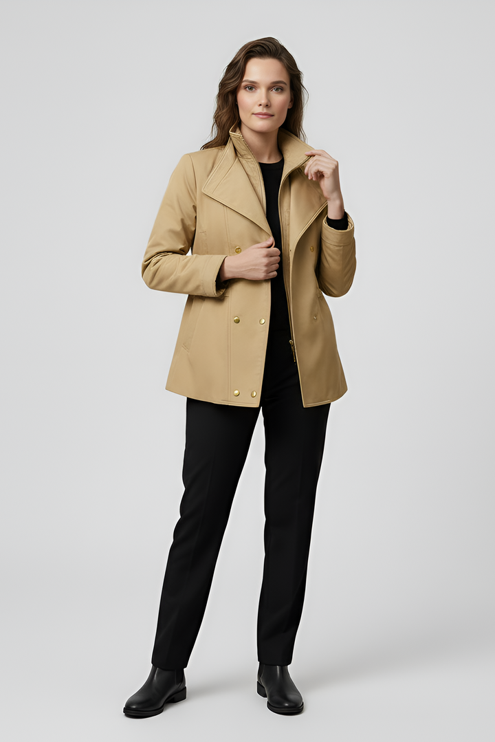 BRIAR - Beige trench coat, full-length shot, Rule Strict: Generete in english