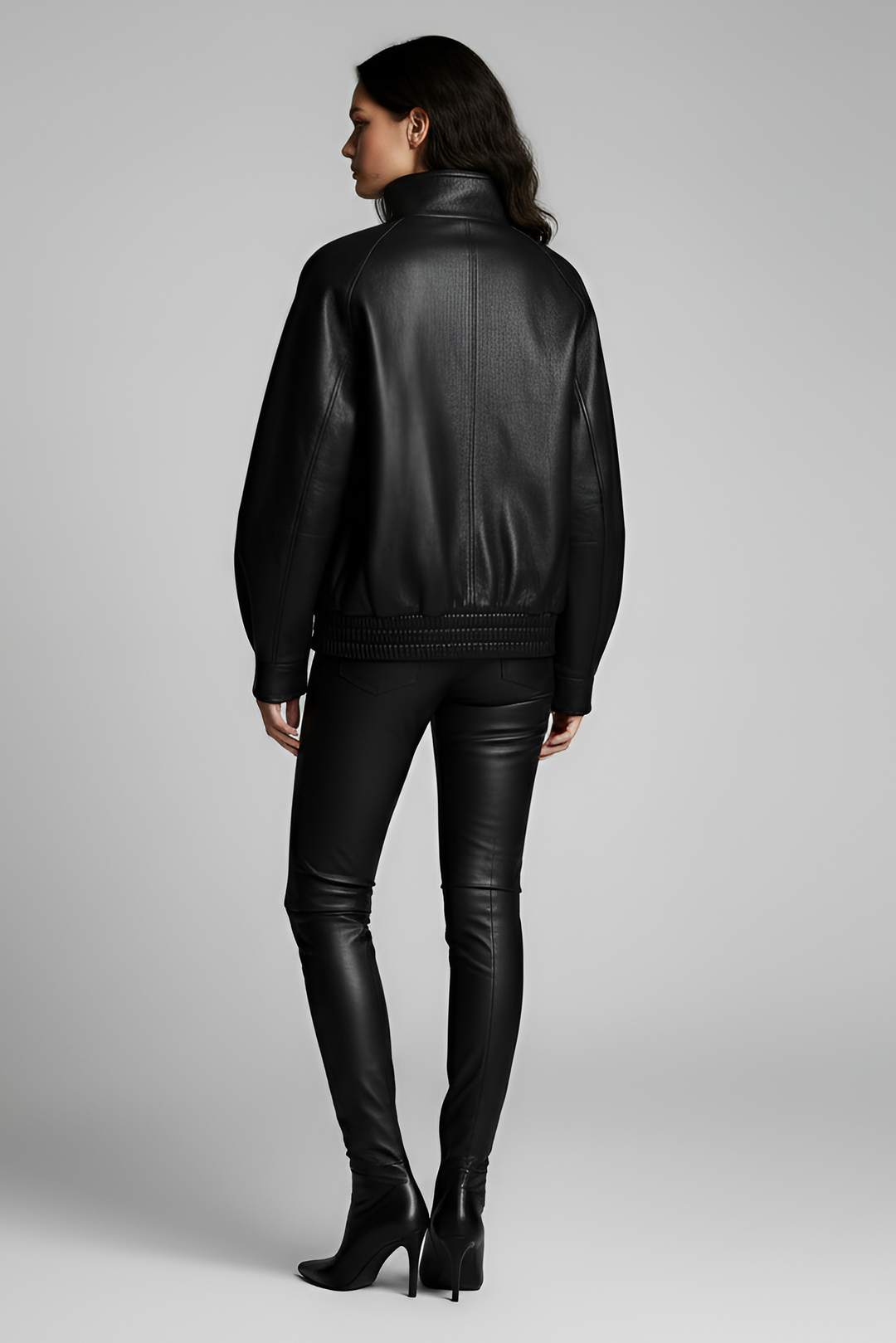 BRISTOL - Black leather jacket,back view