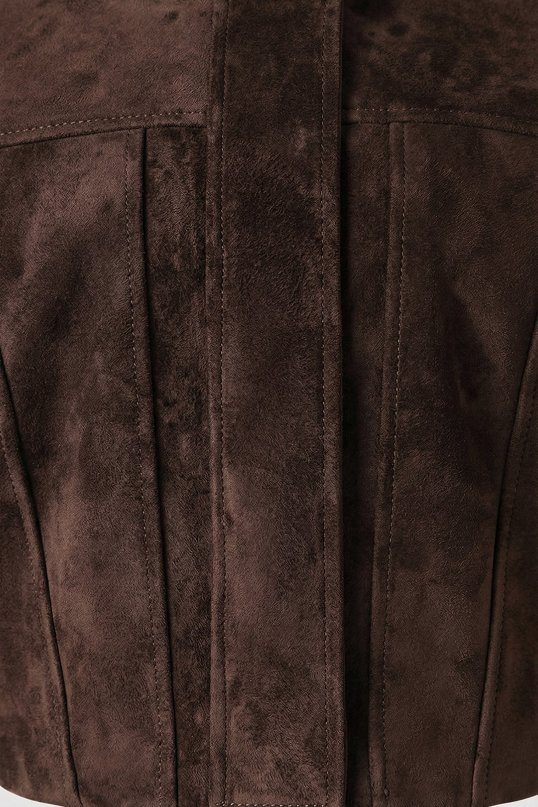 BRYN - Suede Sheepskin Jacket, Sleeve Detail, Brown Suede