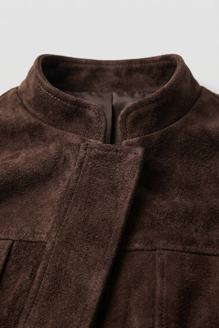BRYN - Suede Sheepskin Jacket, Waist Detail, Elasticated Hem