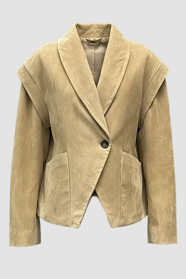 Beige blazer on a gray background