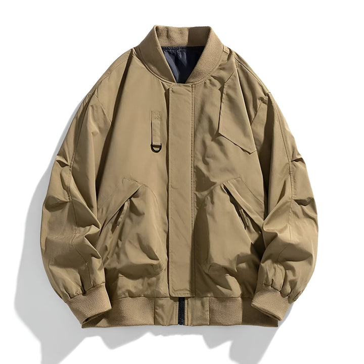 Beige bomber jacket on a white background
