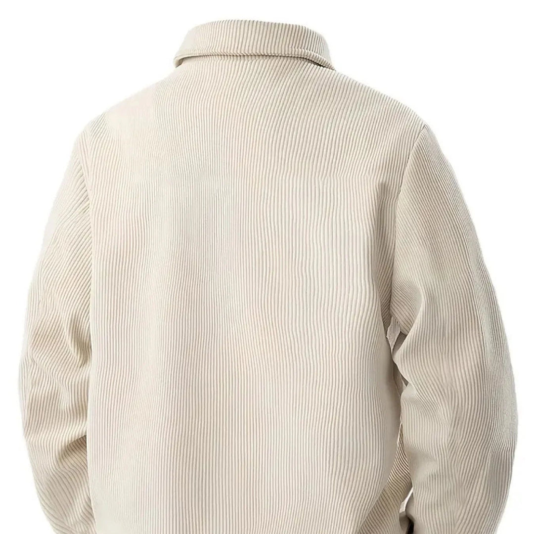 Beige corduroy jacket on a white background