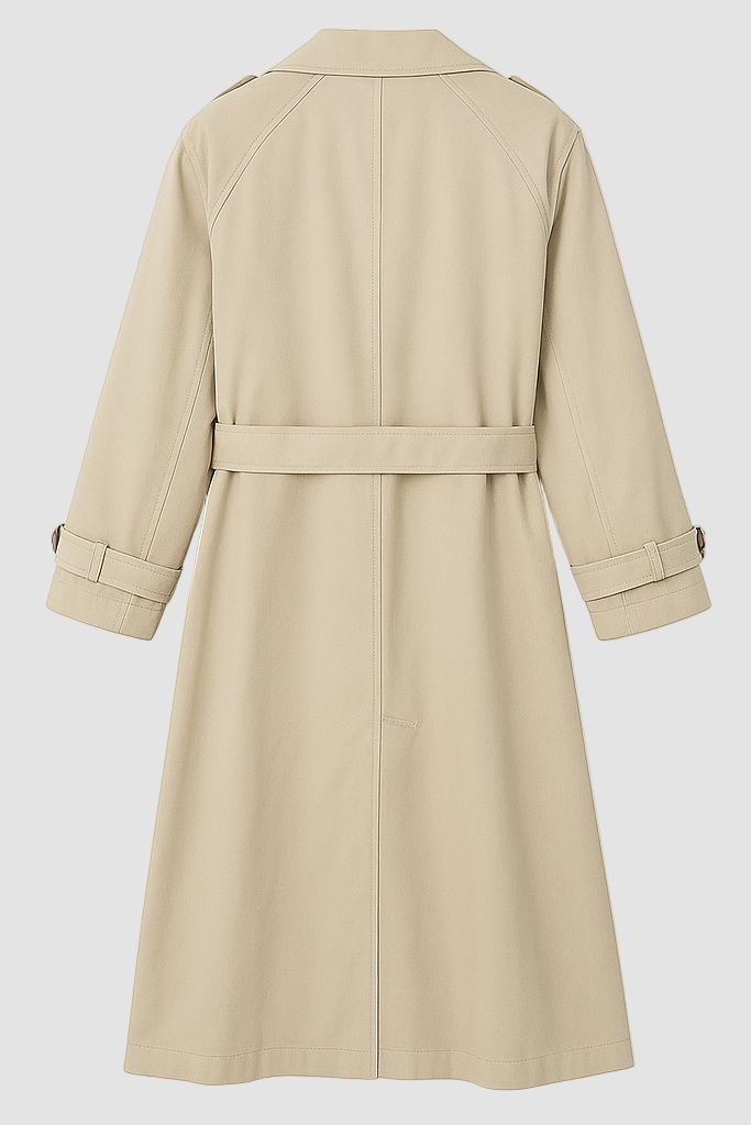 Beige trench coat on a white background