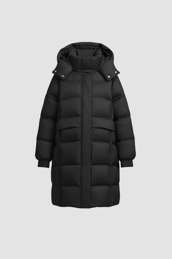 Black puffer jacket coat  on a white background