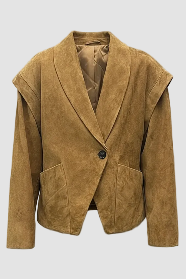 Brown blazer on a gray background