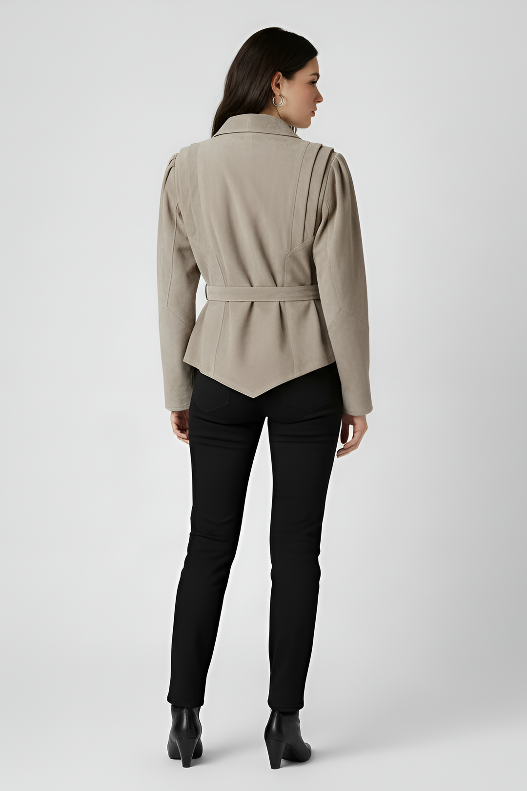 CAMERON - Suede jacket with cinched waist, rear view