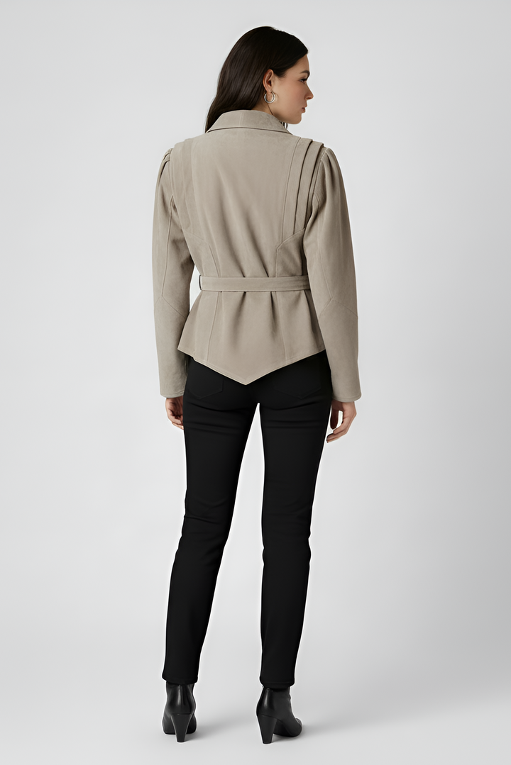 CAMERON - Suede jacket with cinched waist, rear view