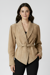 CAMERON - Belted Suede Leather Jacket