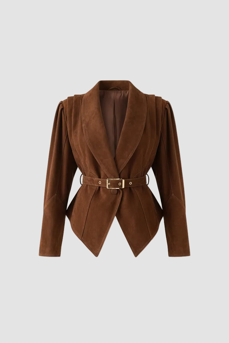 CAMERON - Brown Suede Jacket Fabric Texture