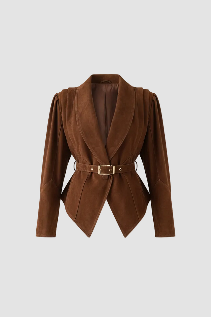 CAMERON - Brown Suede Jacket Fabric Texture