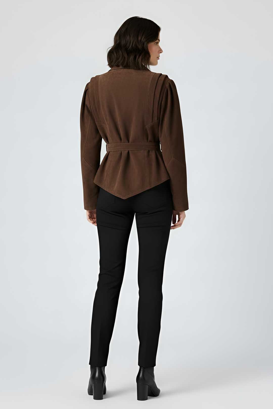 CAMERON - Dark Brown Suede Jacket Back View