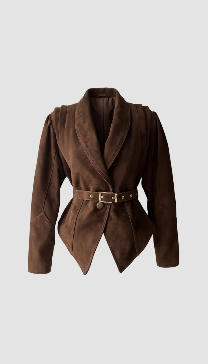 CAMERON - Dark Brown Suede Jacket Fabric Texture