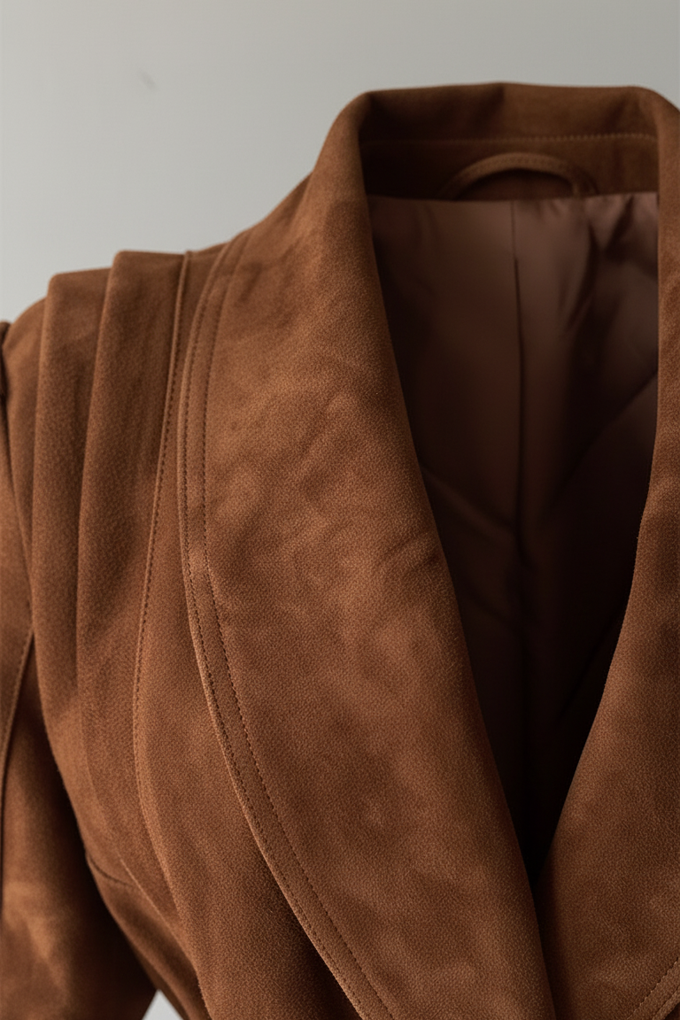 CAMERON - Suede Jacket Close-up Collar Detail