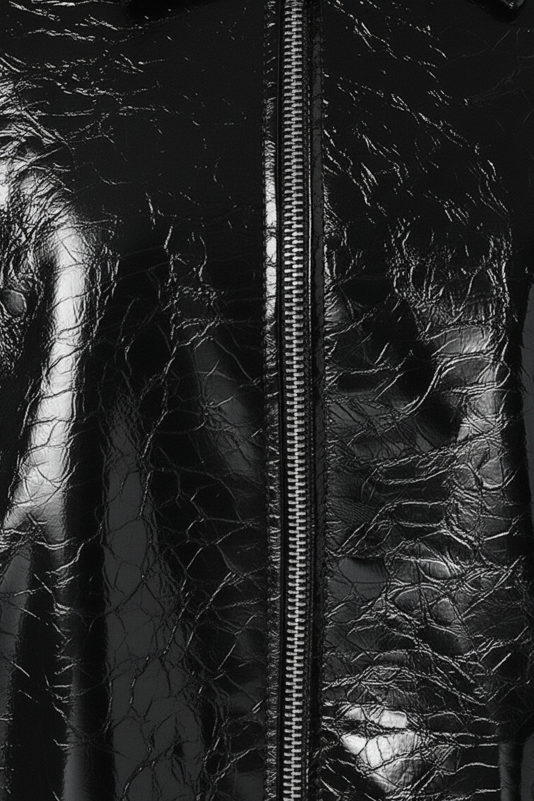 CAMDEN - Cropped Patent Leather - patent, buttonless, sleek, jacket
