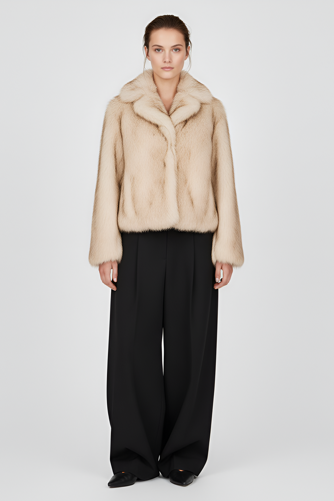Dalvyn faux fur short jacket – the ARVELLE edition brings cropped elegance, soft warmth, and modern luxury to every winter outfit.