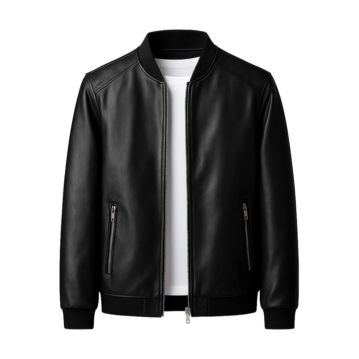 Dalvyn | Veste de motard noire en PU pour homme