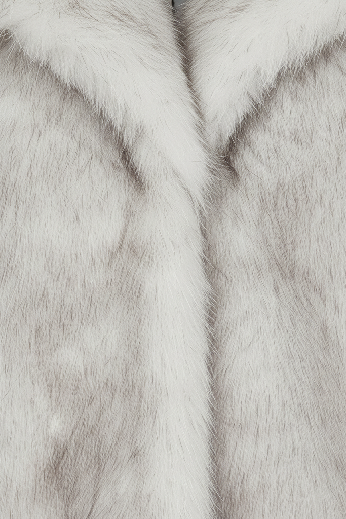 Close-up of LEOVARA coat’s fleece and wool-blend fabric with detailed leopard spots.