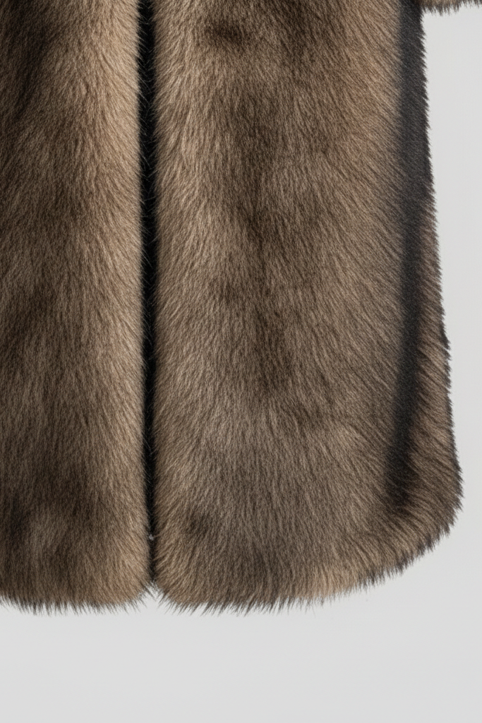 Close-up of a brown fur stole on a light gray background