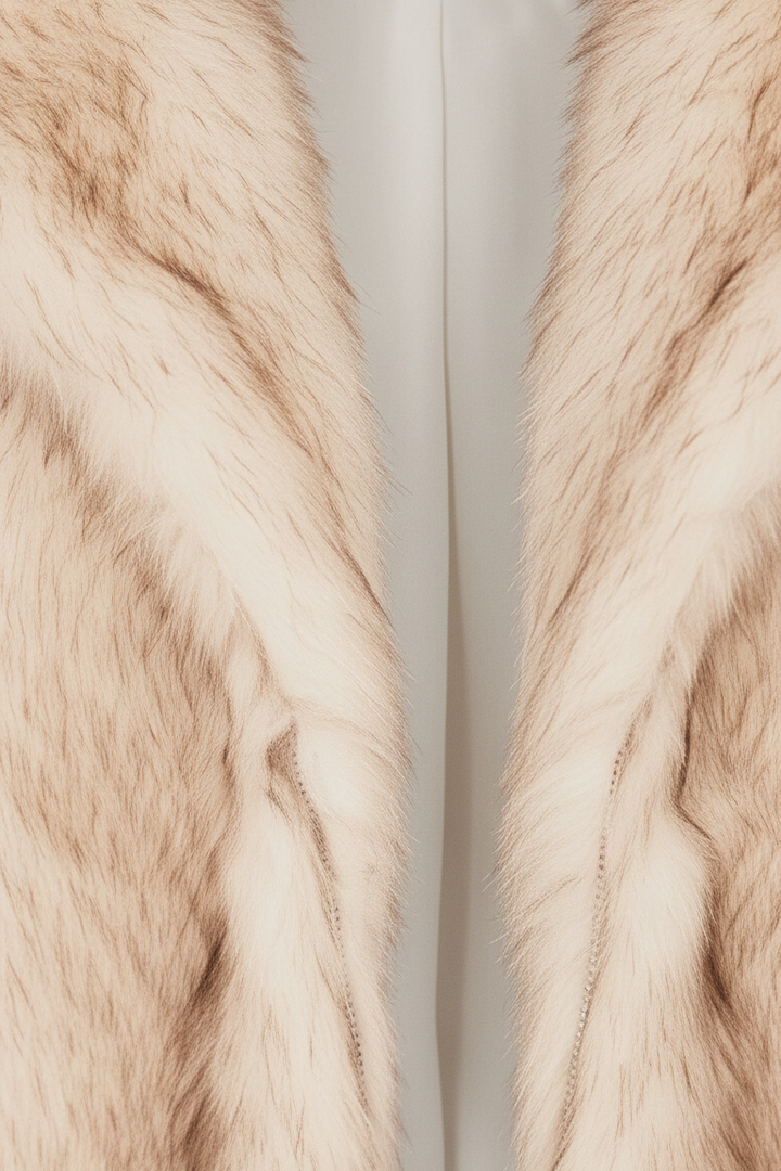 Close-up of light brown fur texture on a plain background