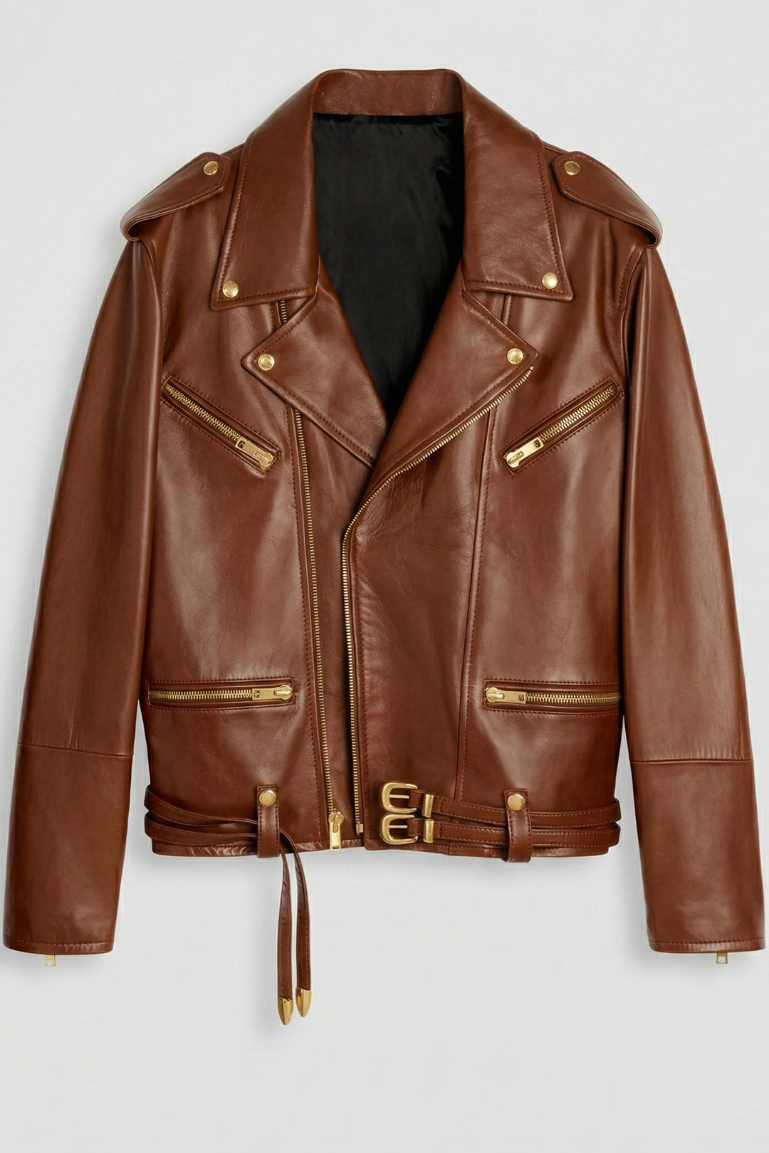 DALLAS - Brown Oversized Vintage Leather Jacket - full product shot