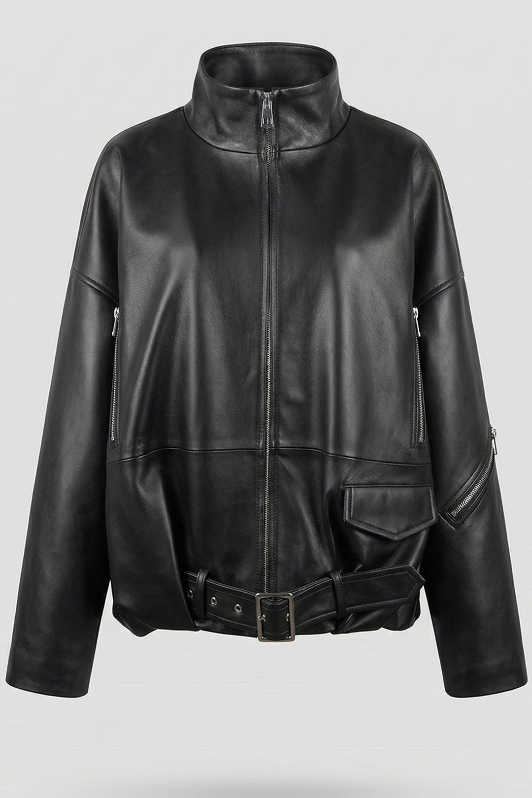 DELILAH - Black leather jacket, full shot