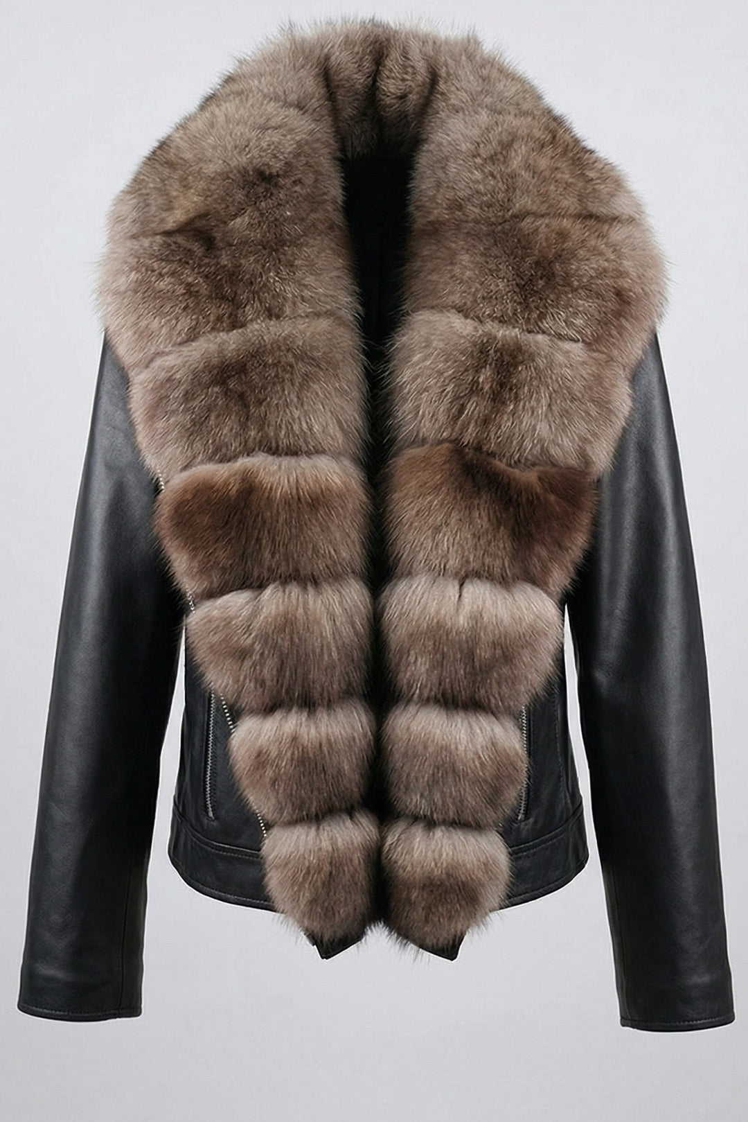 DELTA - Luxury Leather Jacket with Fox Fur Accents