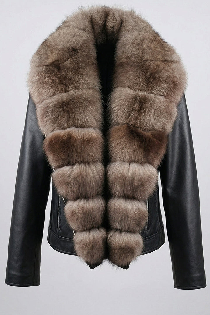 DELTA - Luxury Leather Jacket with Fox Fur Accents