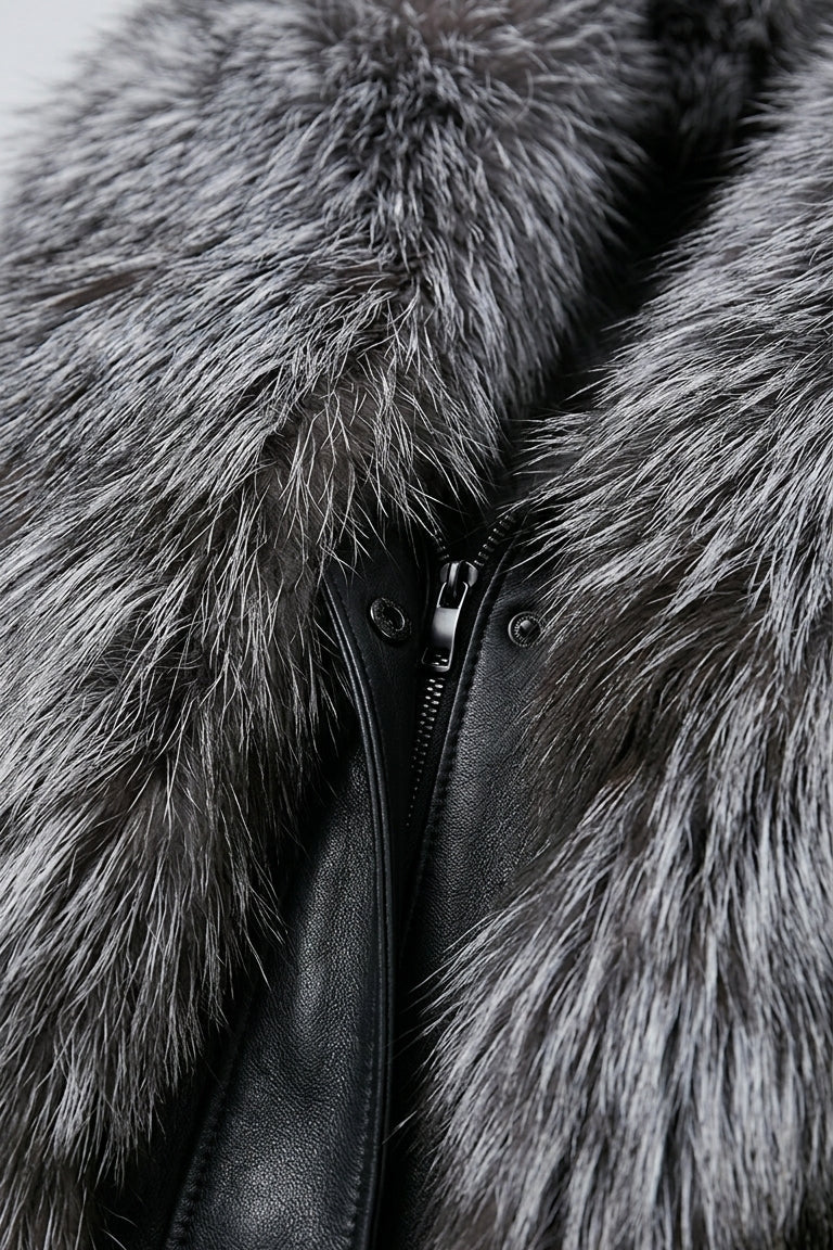 DELTA - Sable Fur Collar, luxurious, textured,zippers detail