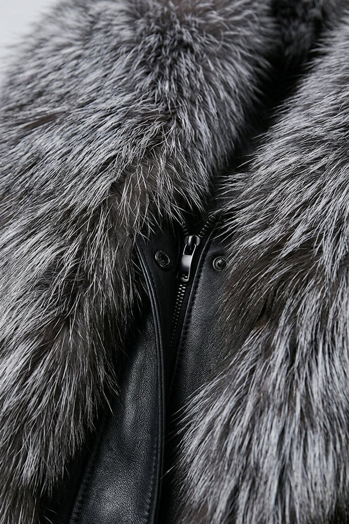 DELTA - Sable Fur Collar, luxurious, textured,zippers detail