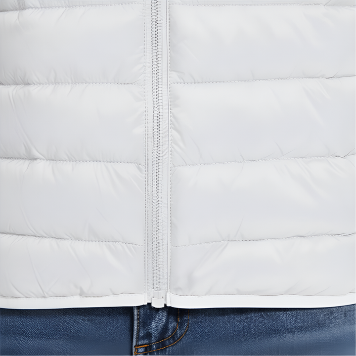 Dalvyn Men’s Waterproof Puffer Jacket – Front Zipper and Stitching Detail Highlighting Waterproof Finish