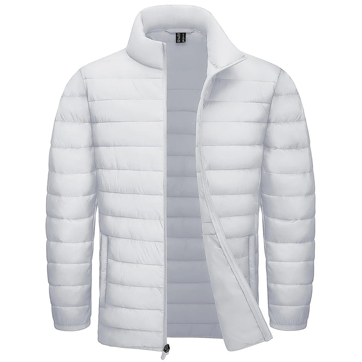 Dalvyn Men's Waterproof Puffer Jacket – Lightweight Insulated Outerwear – Studio Front View White