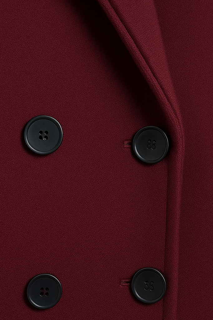 Dalvyn Women's Burgundy Wool Coat – Wool Blend Peacoat – Lifestyle Editorial Scene