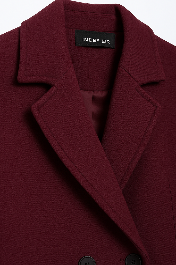 Dalvyn Women's Burgundy Wool Coat – Wool Blend Peacoat – Lifestyle Editorial Scene