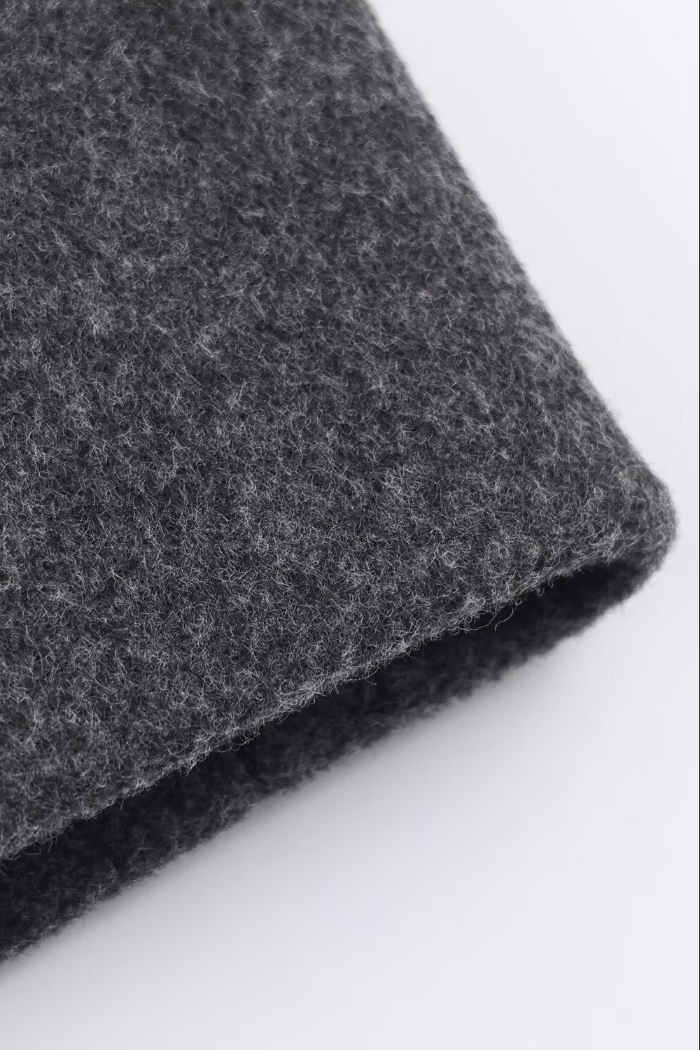 Dalvyn Women's Double-Breasted Coat – Wool Blend Lapel Coat – Leaning Pose Portrait