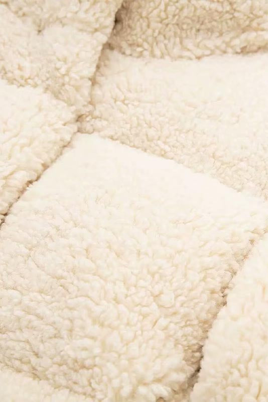 Dalvyn Women's Lamb Wool Puff Coat – Studio Lighting Side Angle