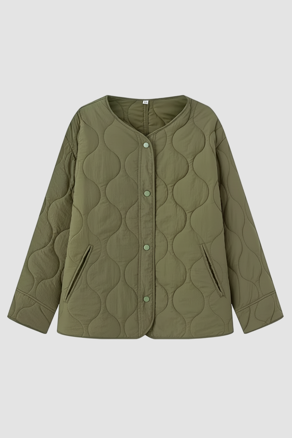 Dalvyn Women's Quilted Jacket – Quilted Parka Jacket – Studio Back View Khaki Green