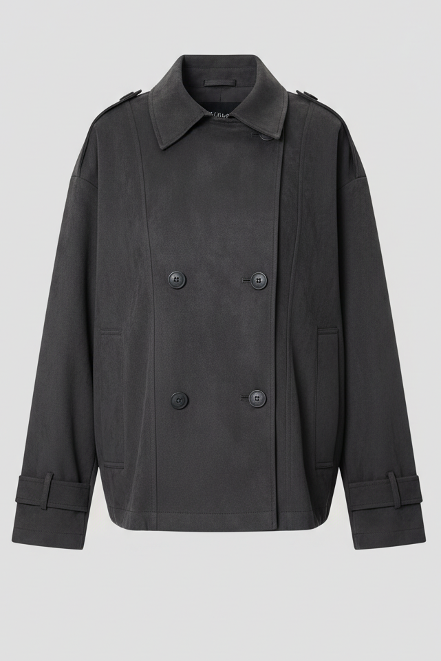 Dark gray coat on a light gray background