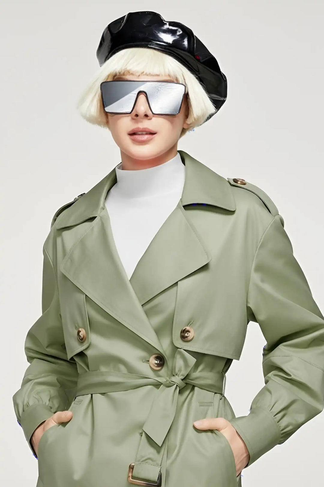 EIRIS – British Spring Trench Coat – Side profile with belted waist detail